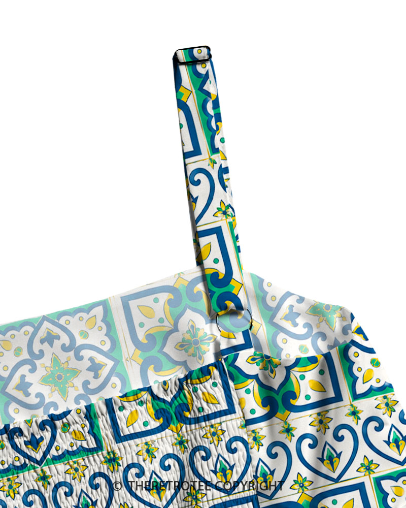 TheRetroTee Vintage Azulejo Tile Maxi Dress
