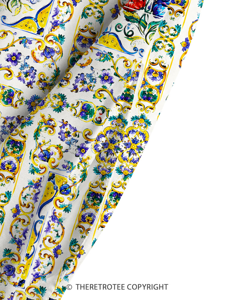 TheRetroTee Vintage Mediterranean Floral Maxi Dress