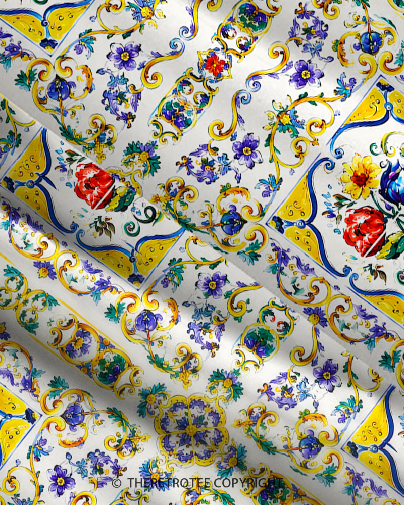 TheRetroTee Vintage Mediterranean Floral Maxi Dress