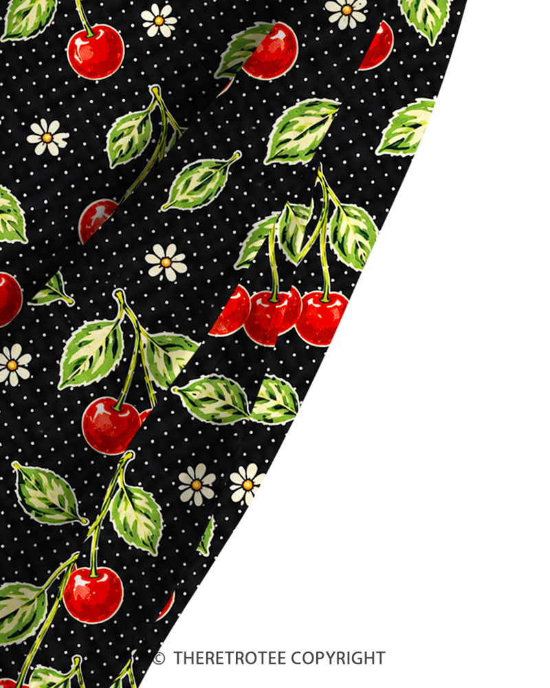 TheRetroTee 1950s Vintage Cherry Pattern Maxi Dress