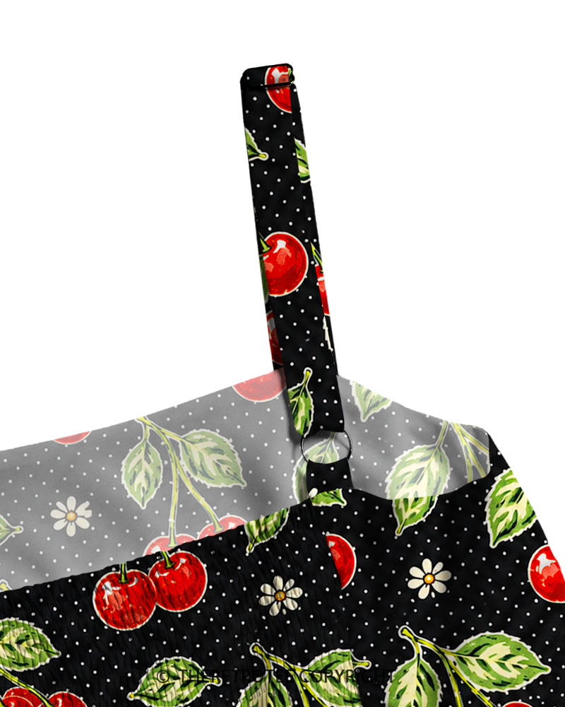 TheRetroTee 1950s Vintage Cherry Pattern Maxi Dress