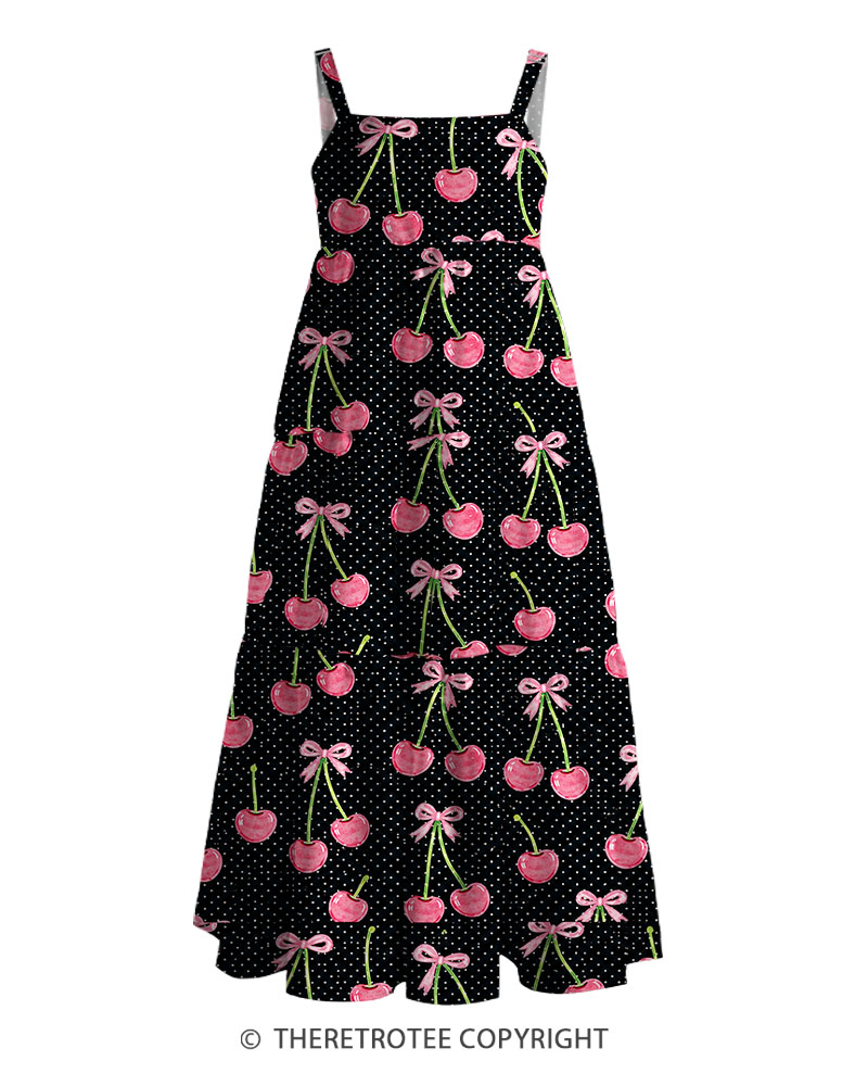 TheRetroTee Retro Pink Cherry Maxi Dress