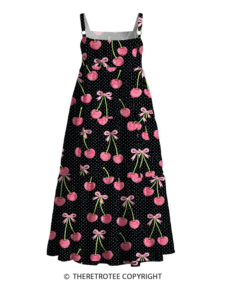 TheRetroTee Retro Pink Cherry Maxi Dress