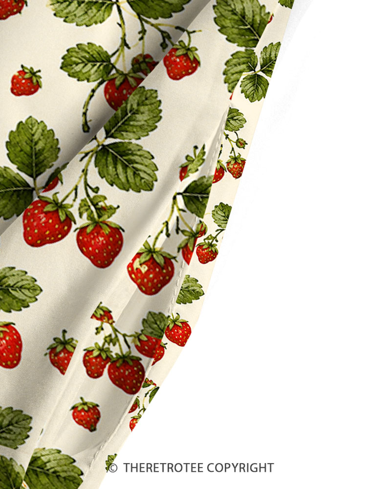 TheRetroTee Vintage Strawberry Botanical Print Maxi Dress