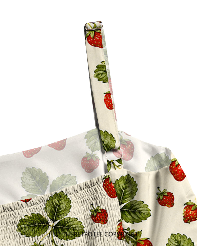 TheRetroTee Vintage Strawberry Botanical Print Maxi Dress
