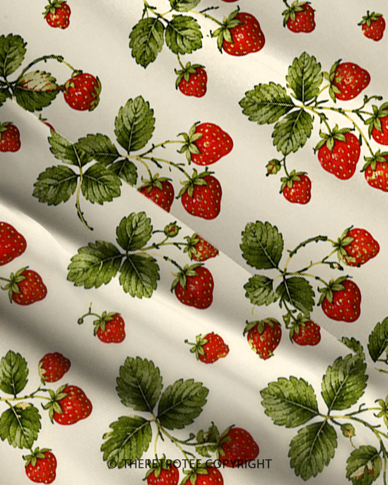 TheRetroTee Vintage Strawberry Botanical Print Maxi Dress