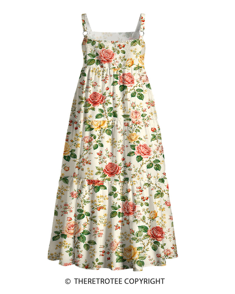 TheRetroTee Vintage English Rose Garden Maxi Dress