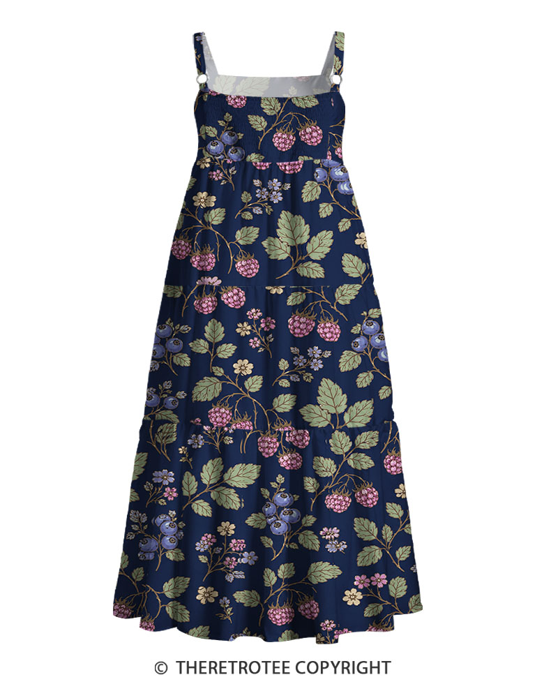 TheRetroTee Vintage Wild Berry Botanical Maxi Dress