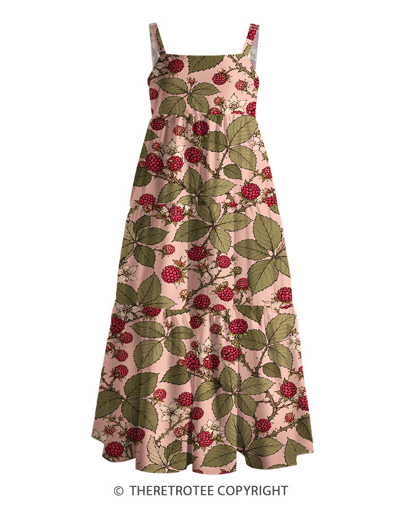 TheRetroTee Vintage Raspberry Bramble Maxi Dress
