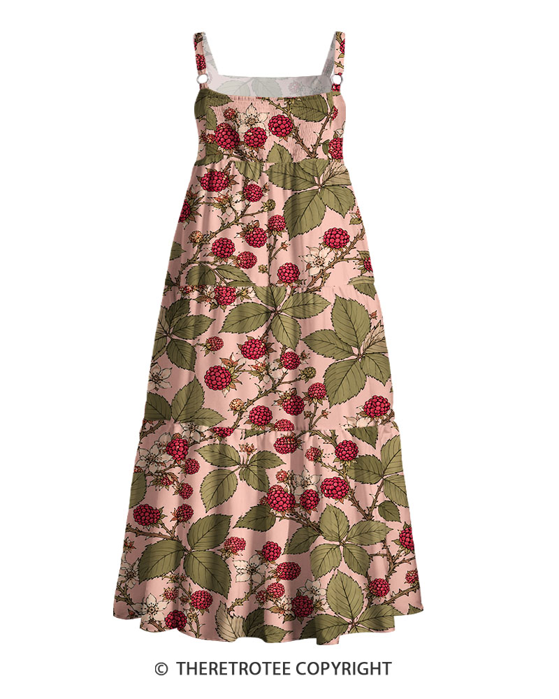 TheRetroTee Vintage Raspberry Bramble Maxi Dress