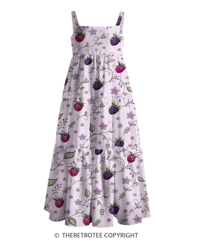 TheRetroTee Vintage Pastel Berry Print Maxi Dress