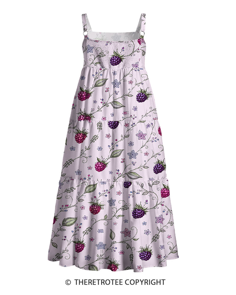 TheRetroTee Vintage Pastel Berry Print Maxi Dress