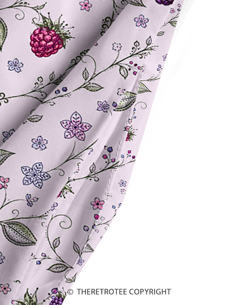 TheRetroTee Vintage Pastel Berry Print Maxi Dress