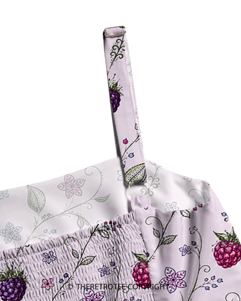 TheRetroTee Vintage Pastel Berry Print Maxi Dress
