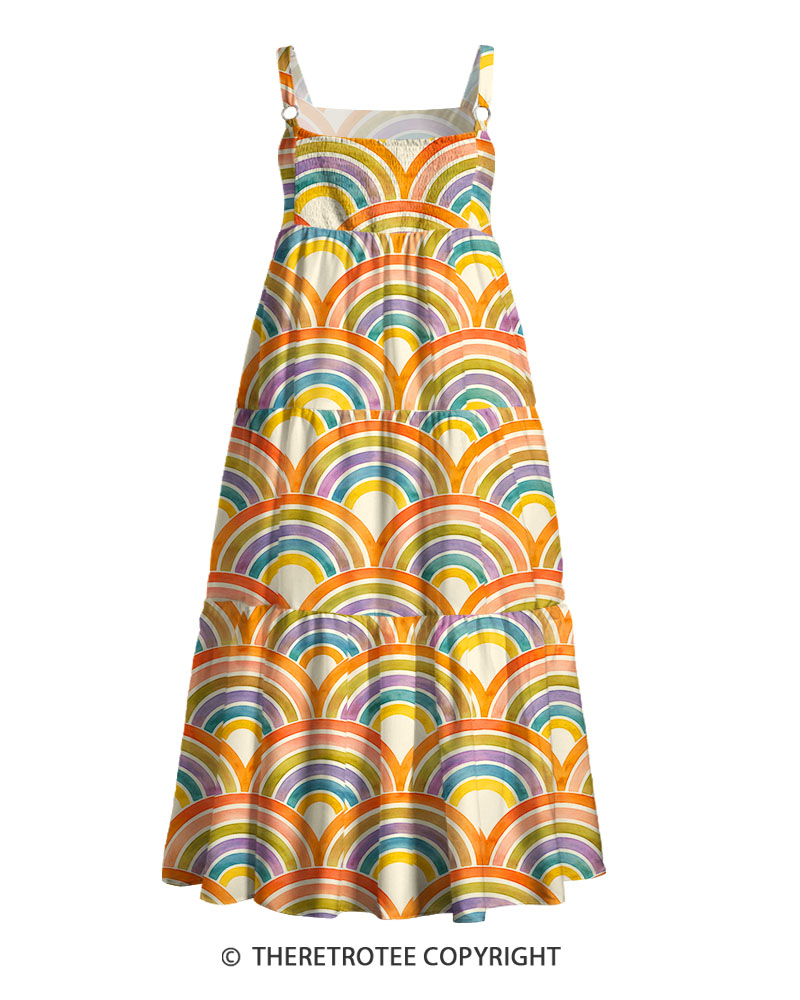 TheRetroTee Vintage Watercolor Rainbow Maxi Dress