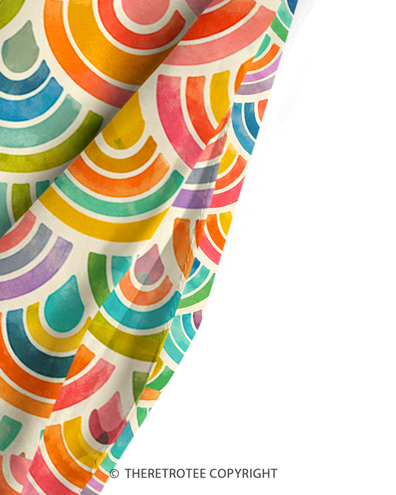 TheRetroTee Retro Rainbow Scallop Maxi Dress