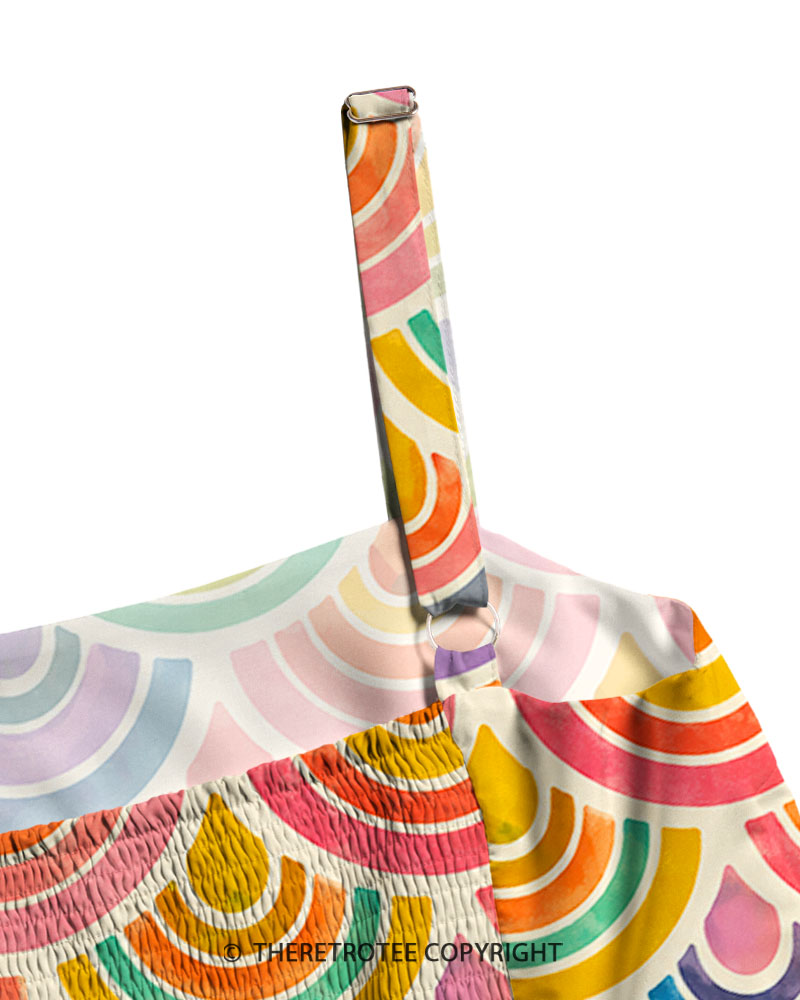 TheRetroTee Retro Rainbow Scallop Maxi Dress