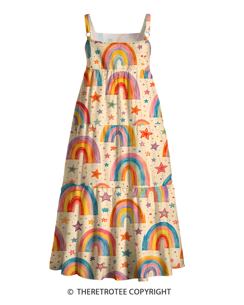 TheRetroTee Vintage Rainbow Stars Maxi Dress