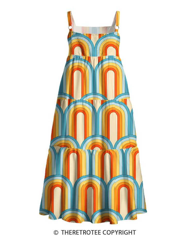 heRetroTee Vintage Watercolor Rainbow Maxi Dress