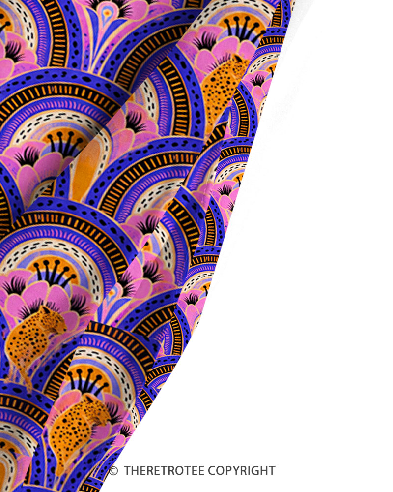 TheRetroTee Art Deco Leopard Fan Print Maxi Dress