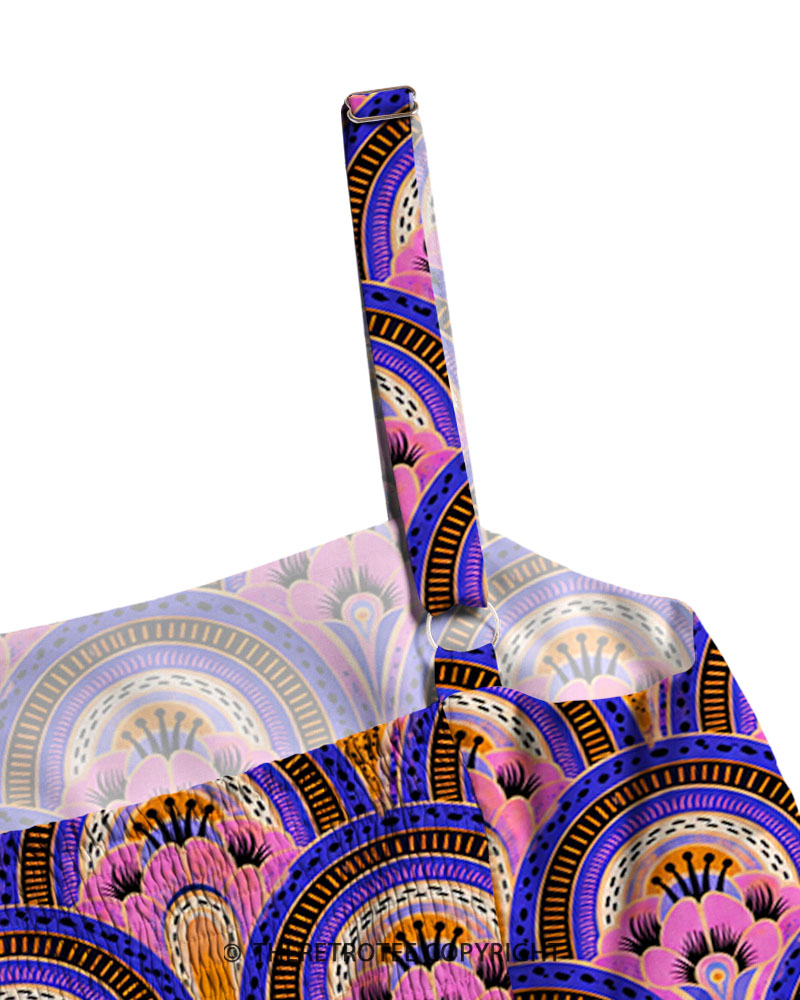 TheRetroTee Art Deco Leopard Fan Print Maxi Dress