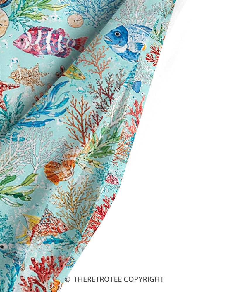 TheRetroTee Vintage Ocean Wildlife Print Maxi Dress