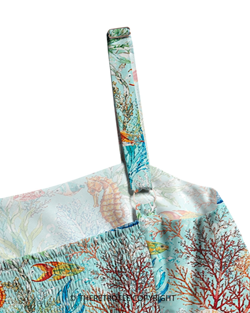 TheRetroTee Vintage Ocean Wildlife Print Maxi Dress