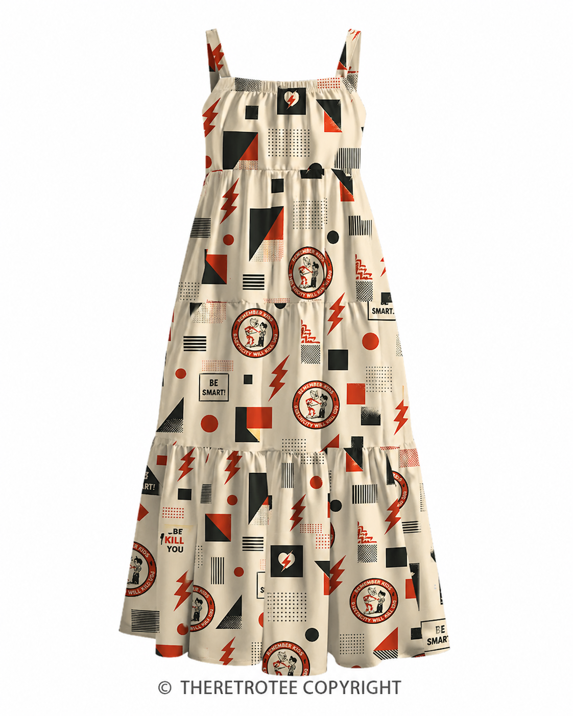TheRetroTee 1950s Electricity Will Kill You Kids Strappy Maxi Dress