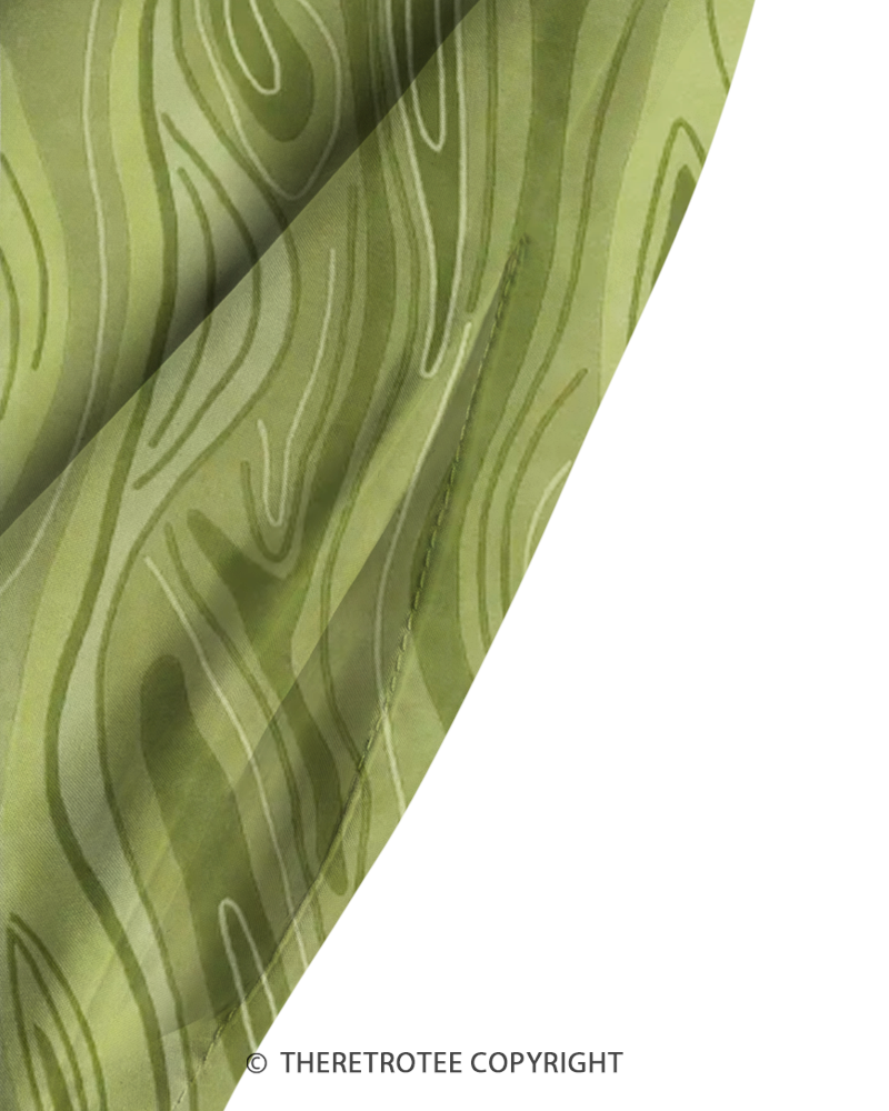 TheRetroTee 1970s Retro Organic Woodgrain Abstract Wave Boho Strappy Maxi Dress