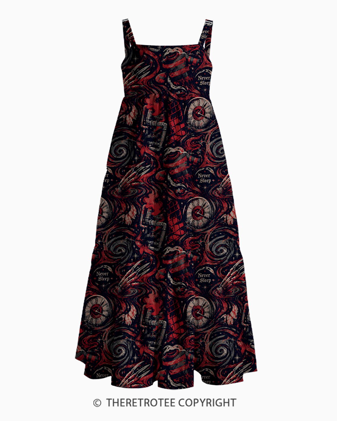 TheRetroTee Nightmare Never Sleeps 1980s Strappy Maxi Dress