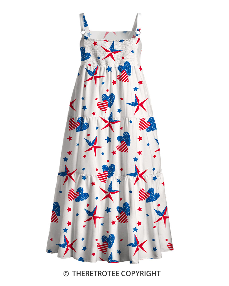 TheRetroTee All American Hearts 1990s Strappy Maxi Dress