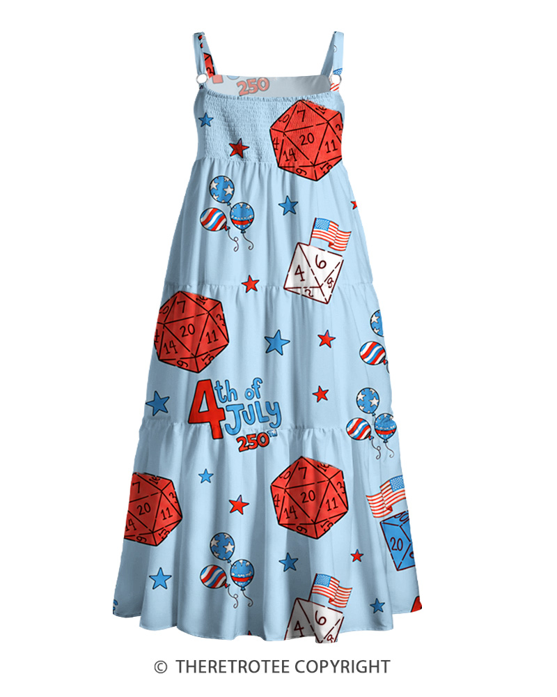 TheRetroTee Red White & Roll Celebration 1990s Strappy Maxi Dress
