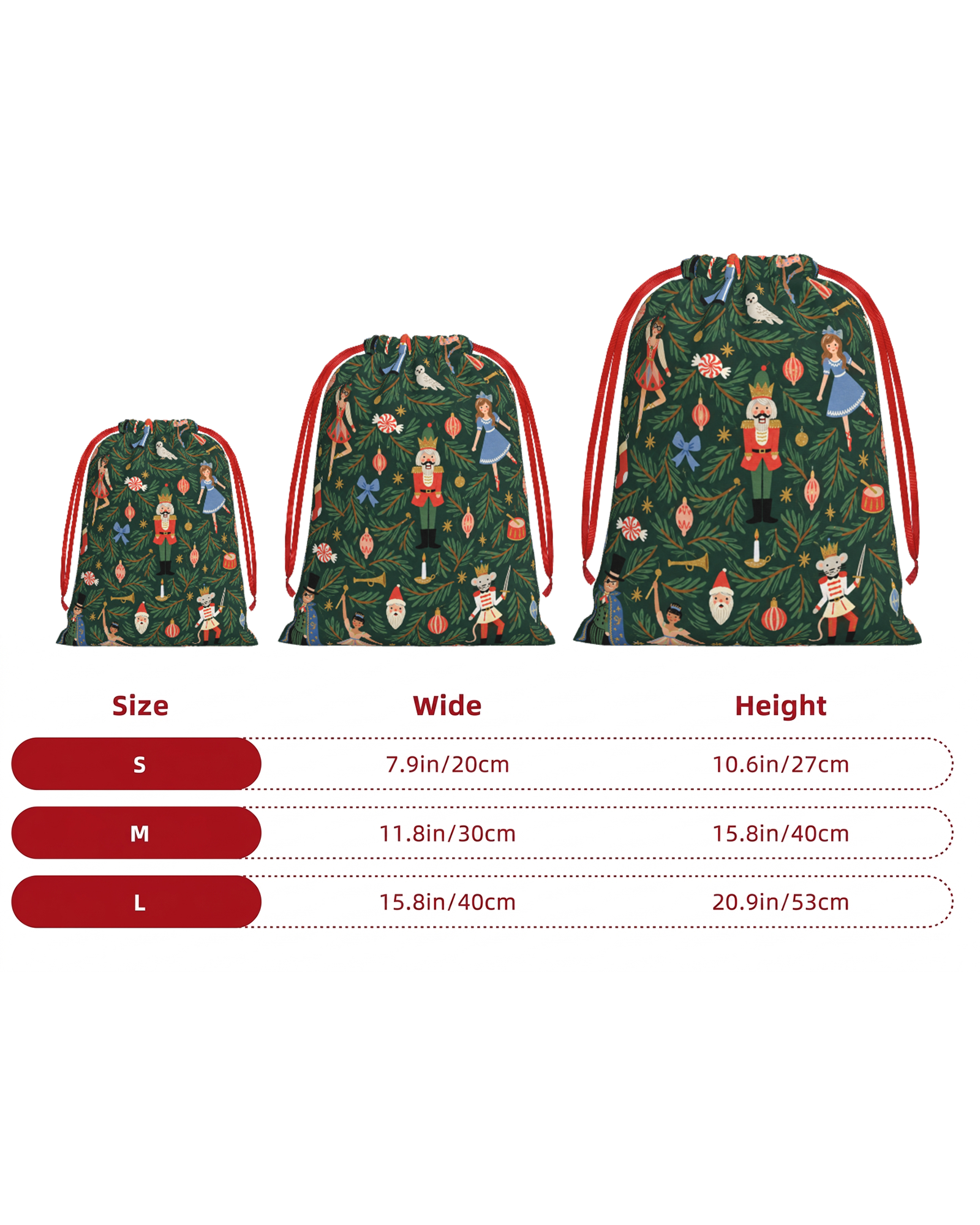 TheRetroTee 1950s Christmas Ornament Tradition Pattern Christmas Drawstring Bag