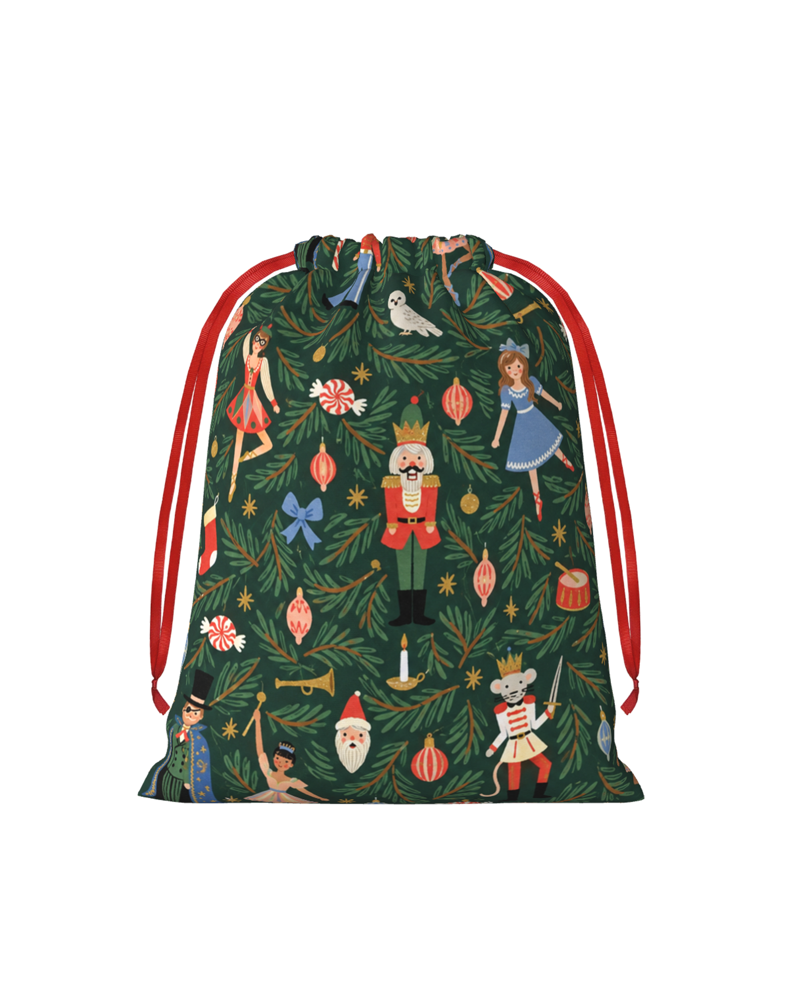 TheRetroTee 1950s Christmas Ornament Tradition Pattern Christmas Drawstring Bag