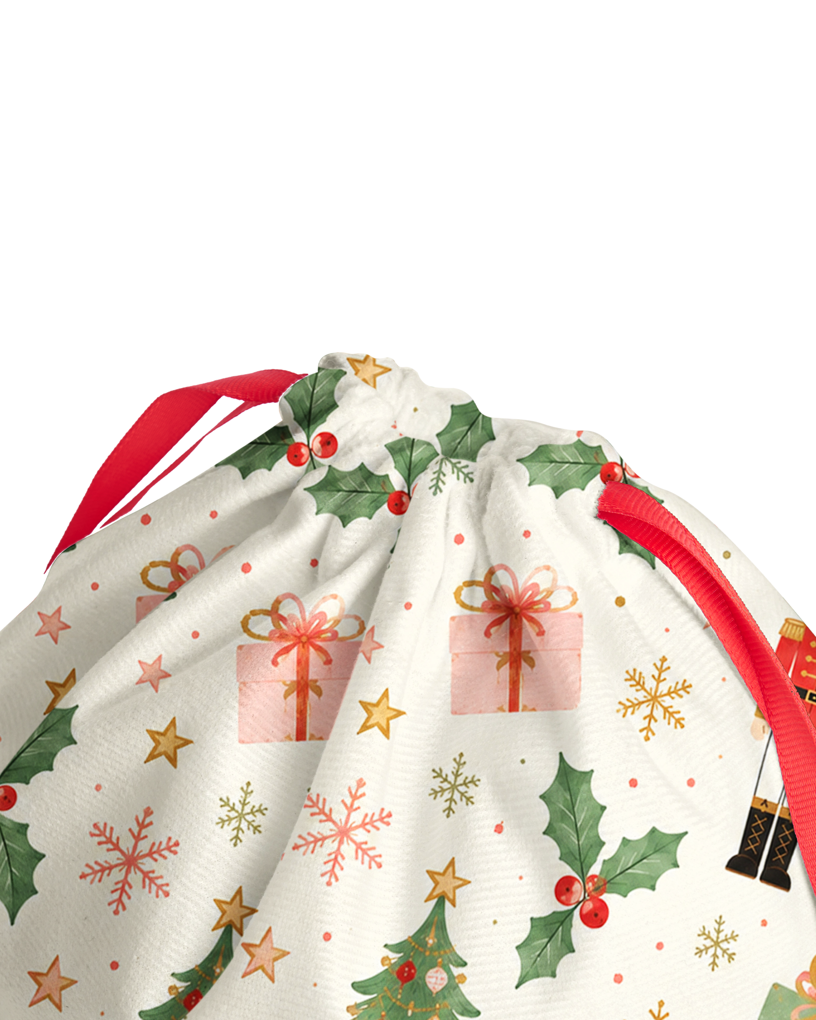 TheRetroTee 1950s Holiday Toy Soldier Pattern Christmas Drawstring Bag