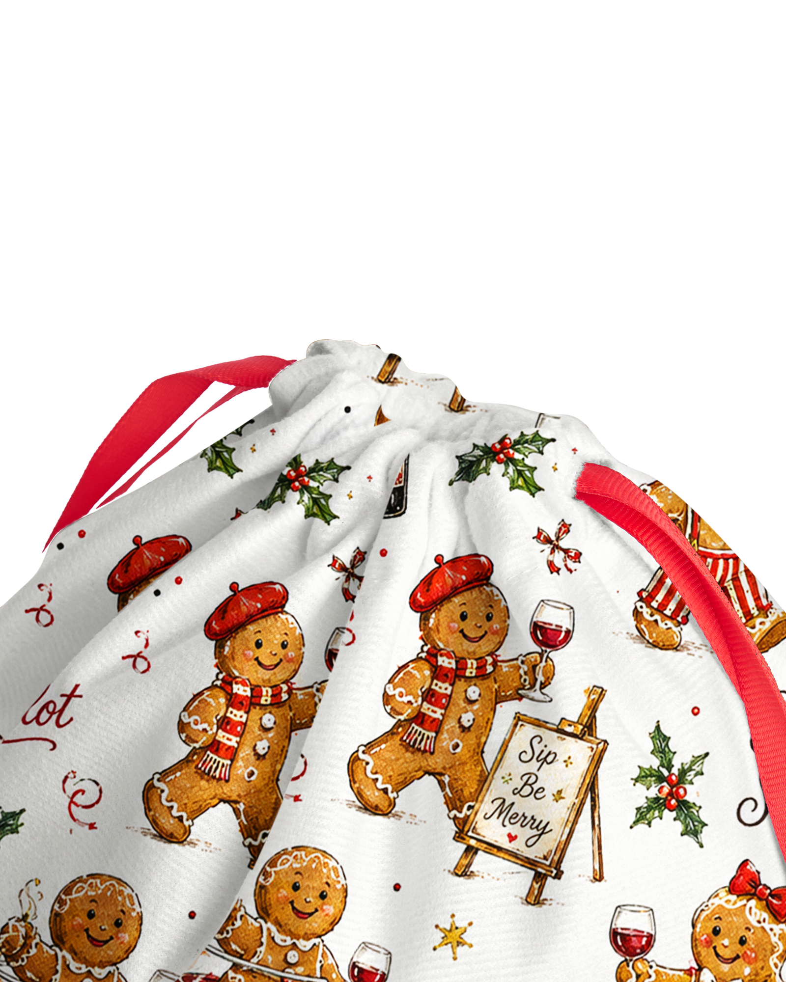 TheRetroTee 1950s Merry Merlot Memories Christmas Drawstring Bag