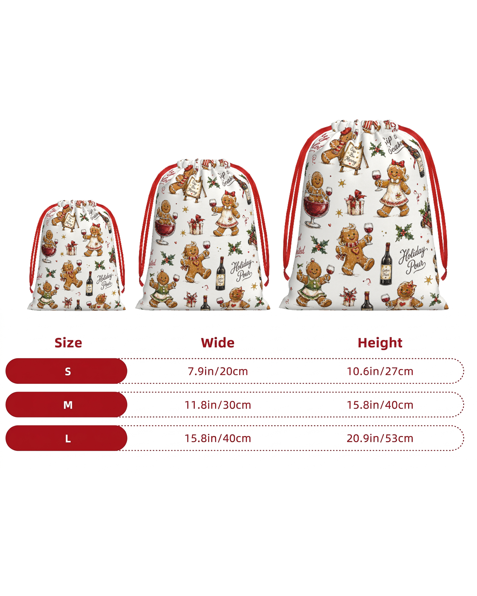 TheRetroTee 1950s Merry Merlot Memories Christmas Drawstring Bag