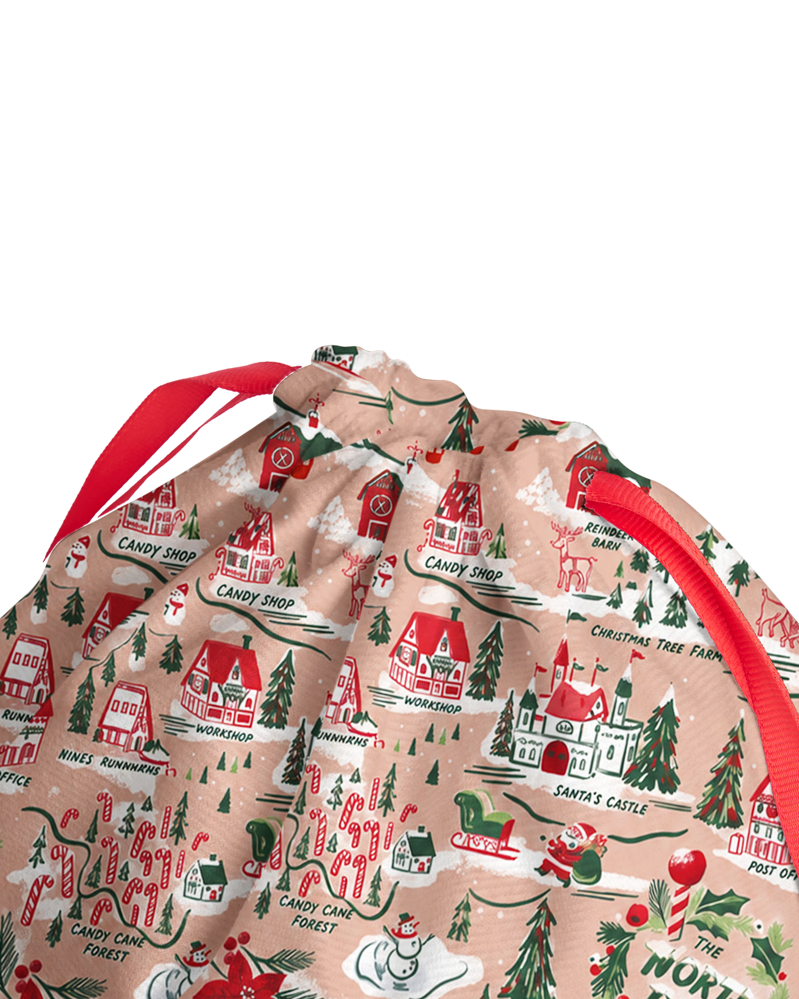 TheRetroTee 1950s North Pole Village Memories Christmas Drawstring Bag