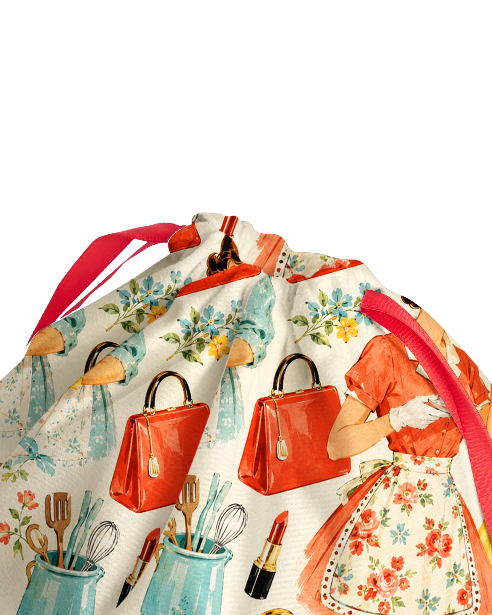TheRetroTee 1950s Retro Kitchen Memories Christmas Drawstring Bag