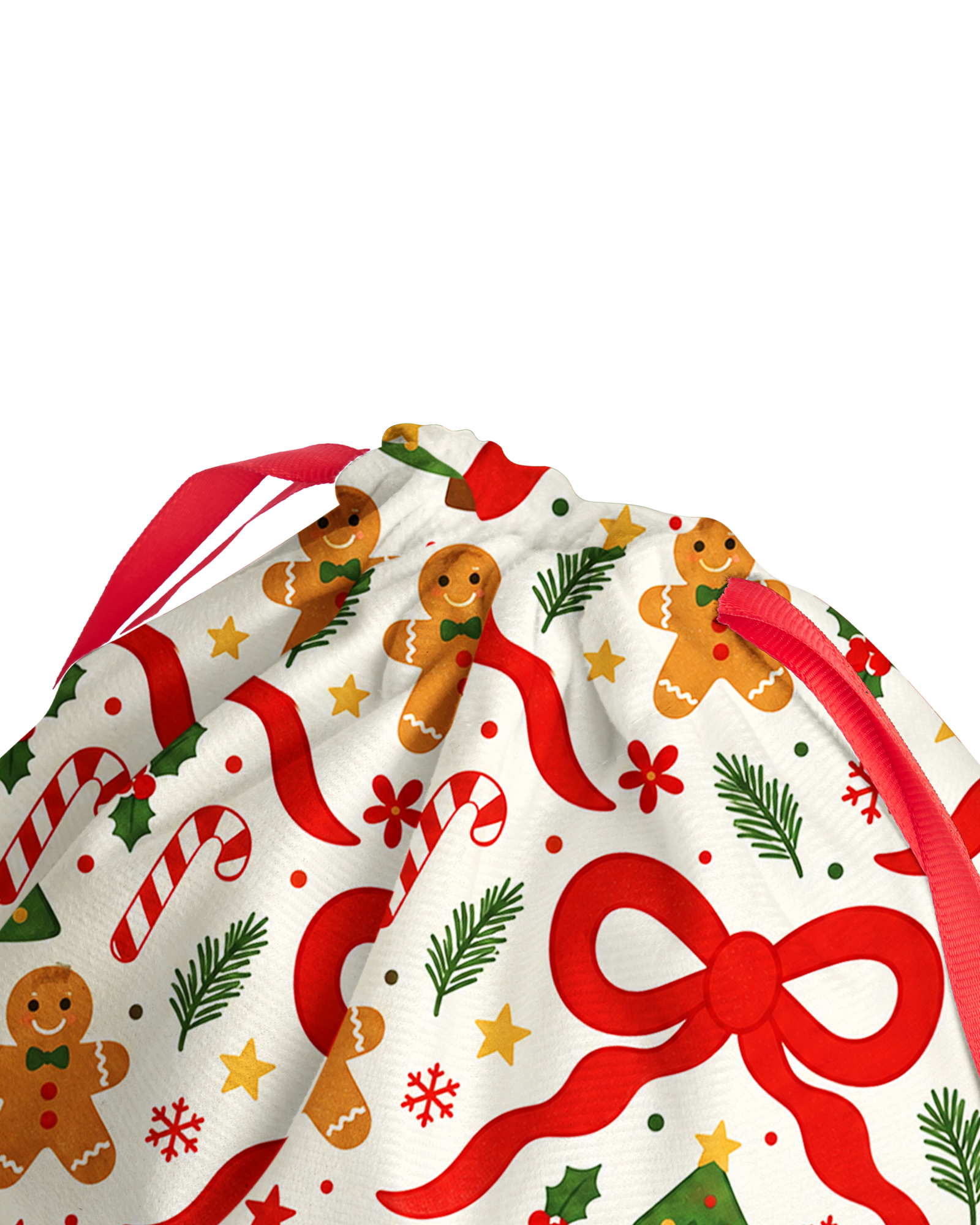 TheRetroTee 1960s Christmas Ribbon & Sweet Pattern Christmas Drawstring Bag