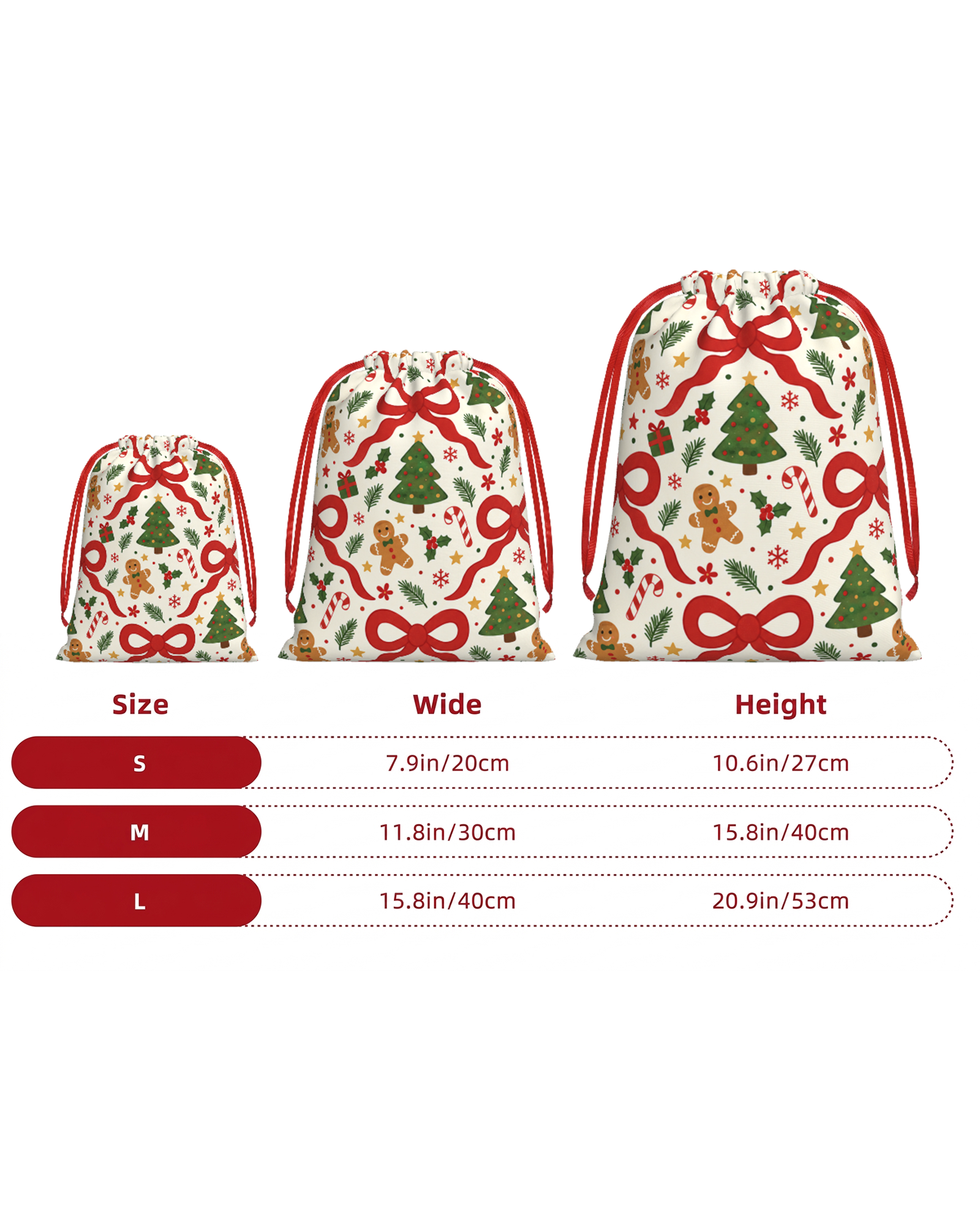 TheRetroTee 1960s Christmas Ribbon & Sweet Pattern Christmas Drawstring Bag