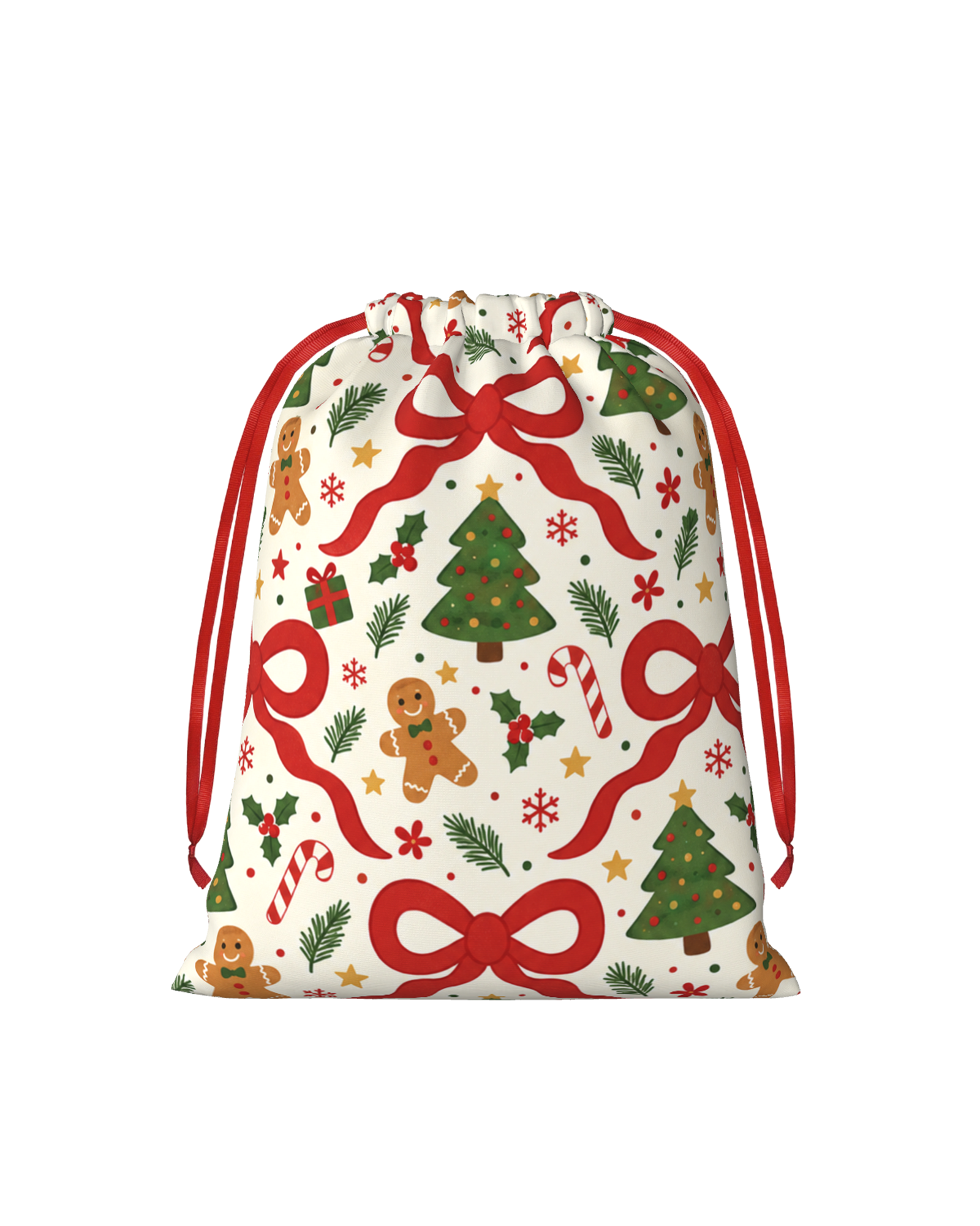 TheRetroTee 1960s Christmas Ribbon & Sweet Pattern Christmas Drawstring Bag