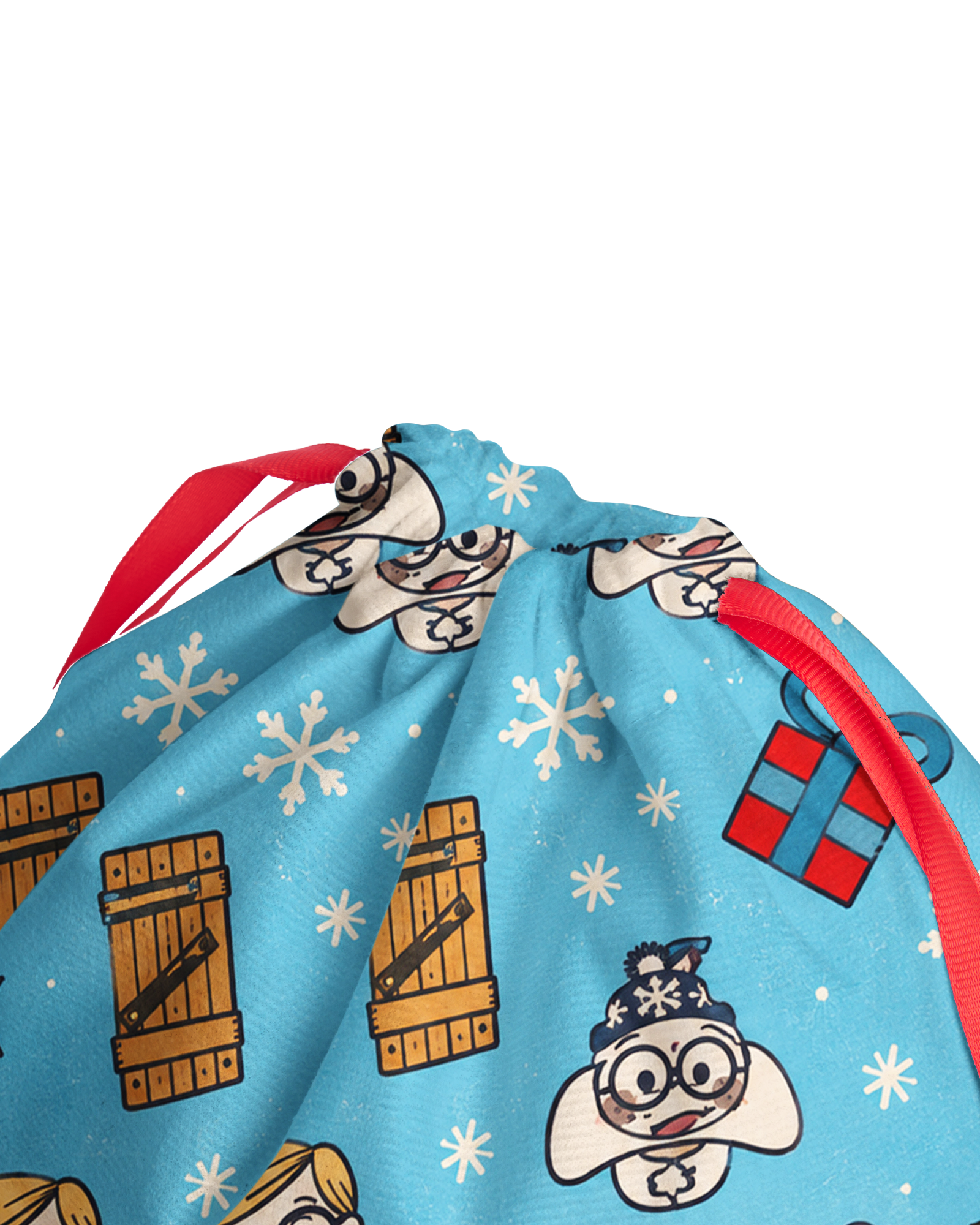 TheRetroTee 1960s Winter Wonderland Pattern Christmas Drawstring Bag