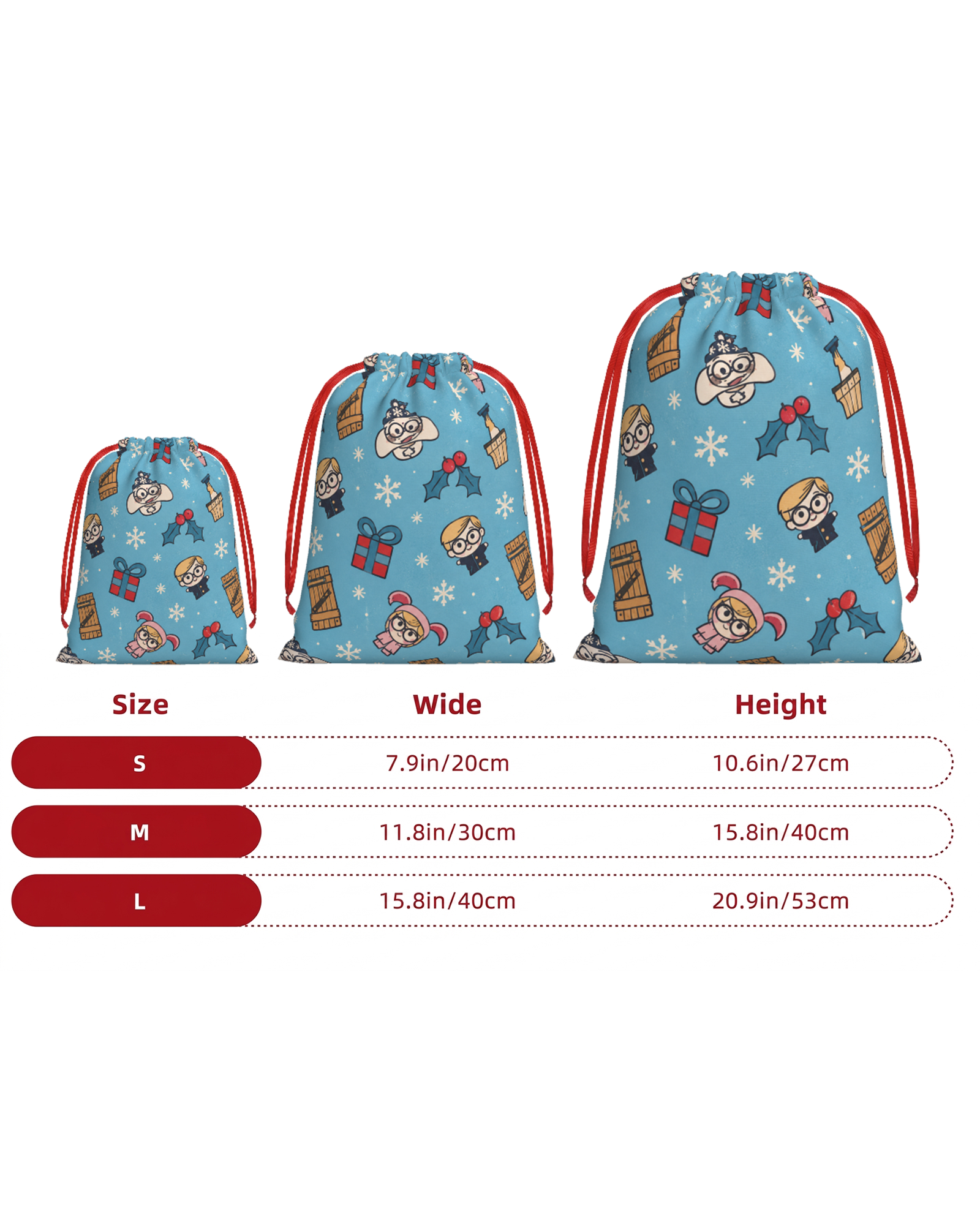 TheRetroTee 1960s Winter Wonderland Pattern Christmas Drawstring Bag