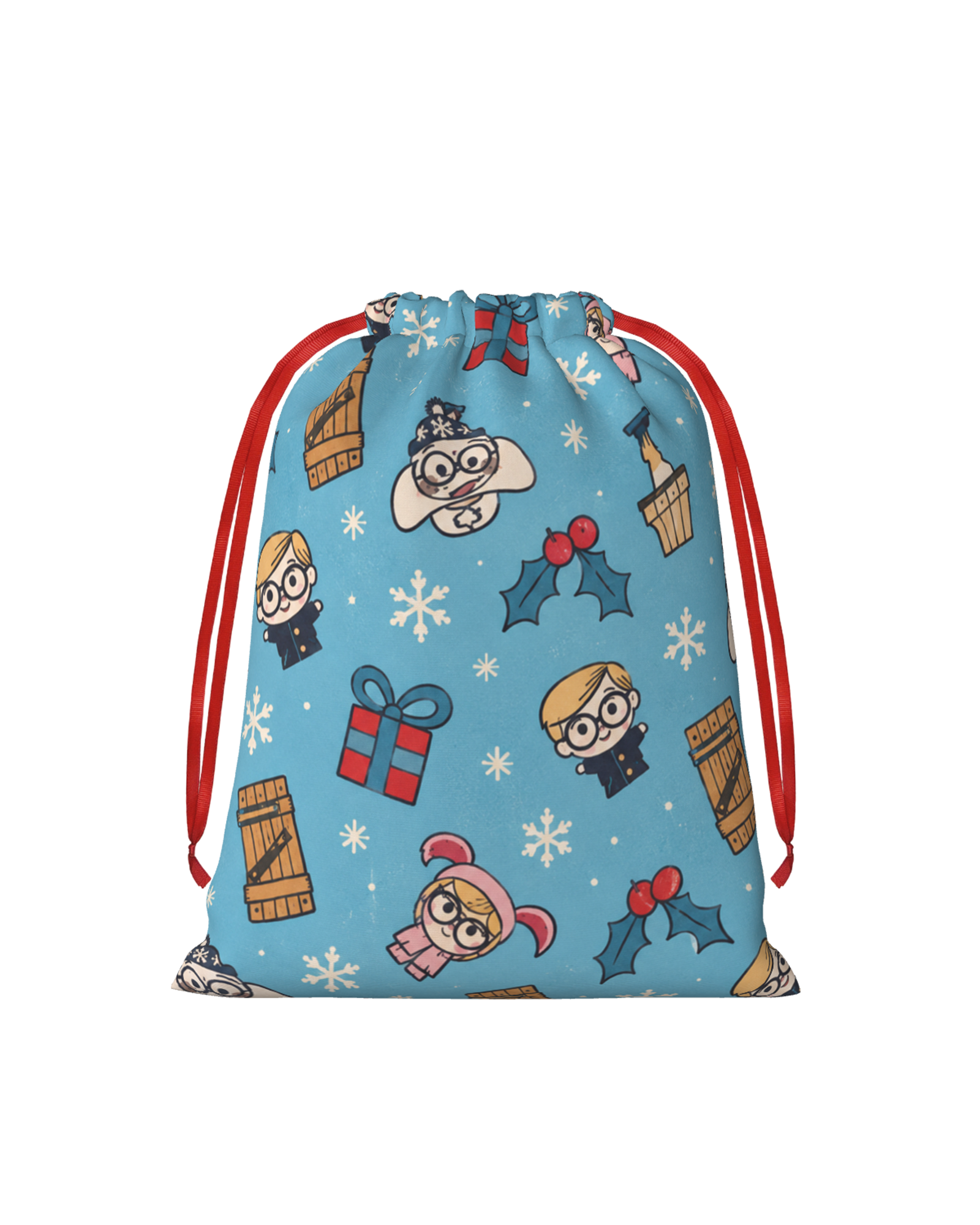 TheRetroTee 1960s Winter Wonderland Pattern Christmas Drawstring Bag
