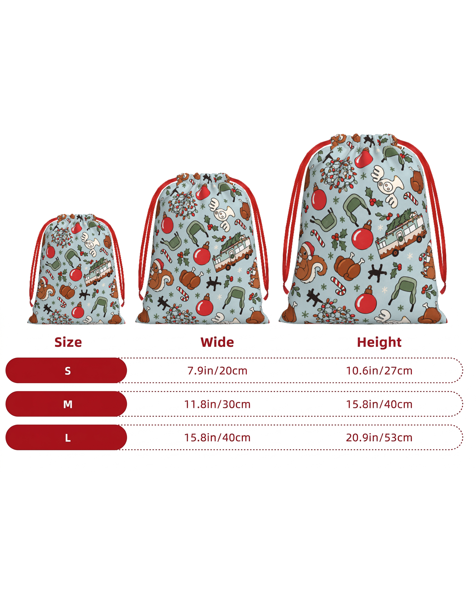 TheRetroTee 1970s Holiday Road Trip Pattern Christmas Drawstring Bag