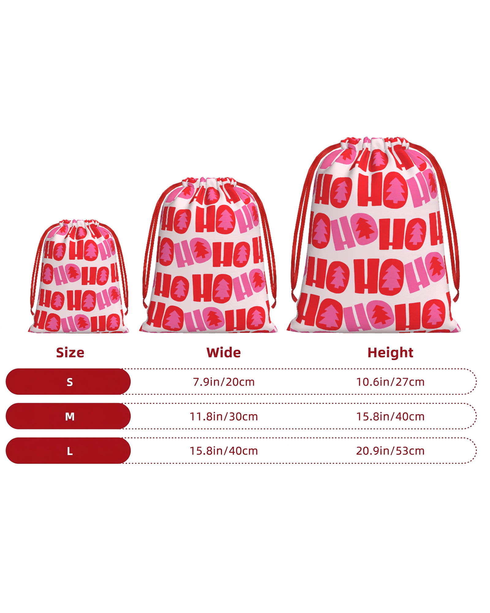 TheRetroTee 1980s Ho Ho Holiday Letters Christmas Drawstring Bag