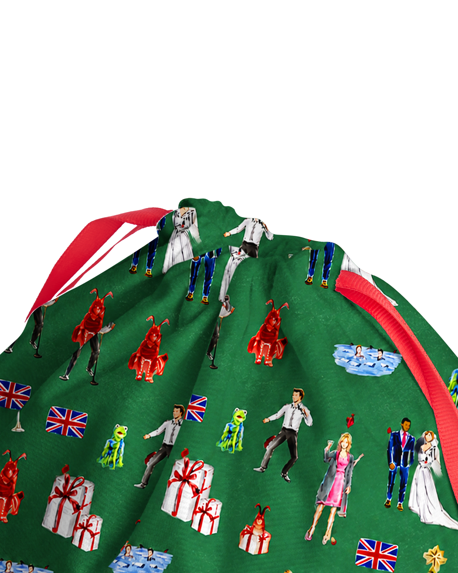 TheRetroTee 2000s British Holiday Party Christmas Drawstring Bag