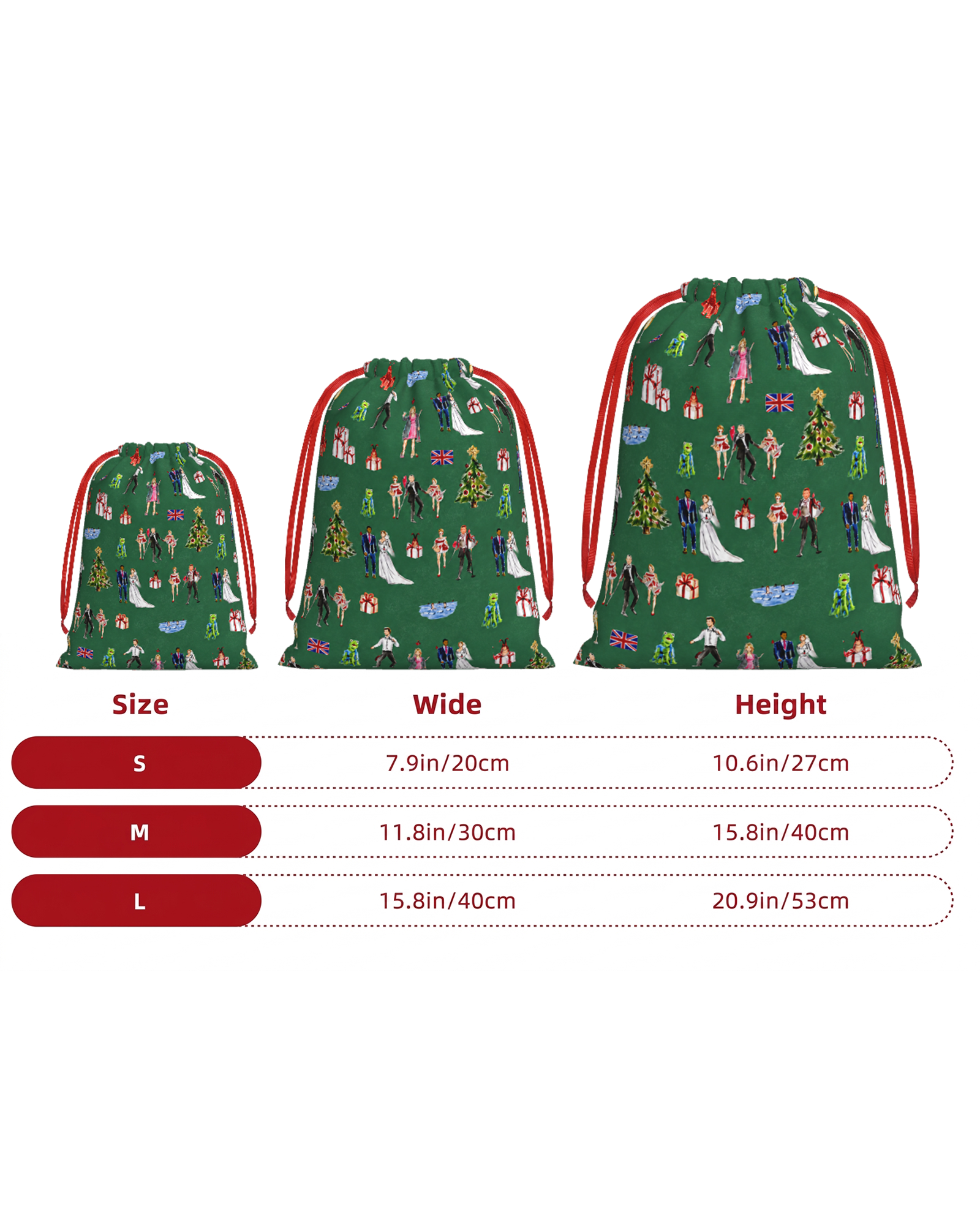 TheRetroTee 2000s British Holiday Party Christmas Drawstring Bag