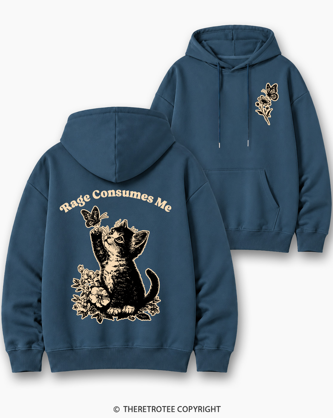 TheRetroTee Rage Consumes Me 1980s Cotton Hoodie